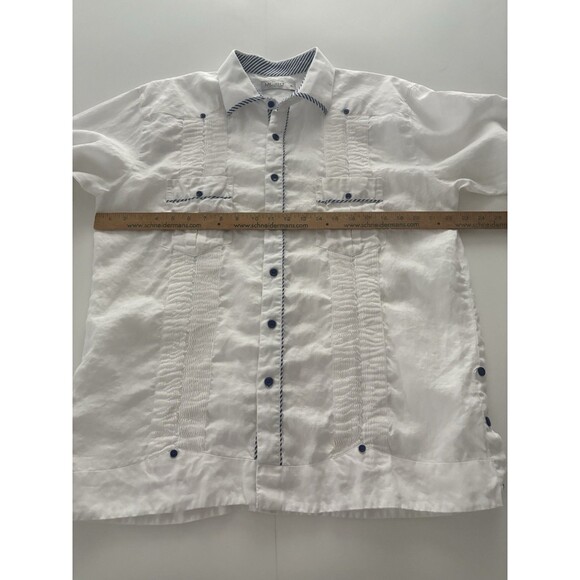 Mojito 100% Linen Shirt Mens XL White Pleats Guayabera Midweight Party Social - Picture 6 of 16